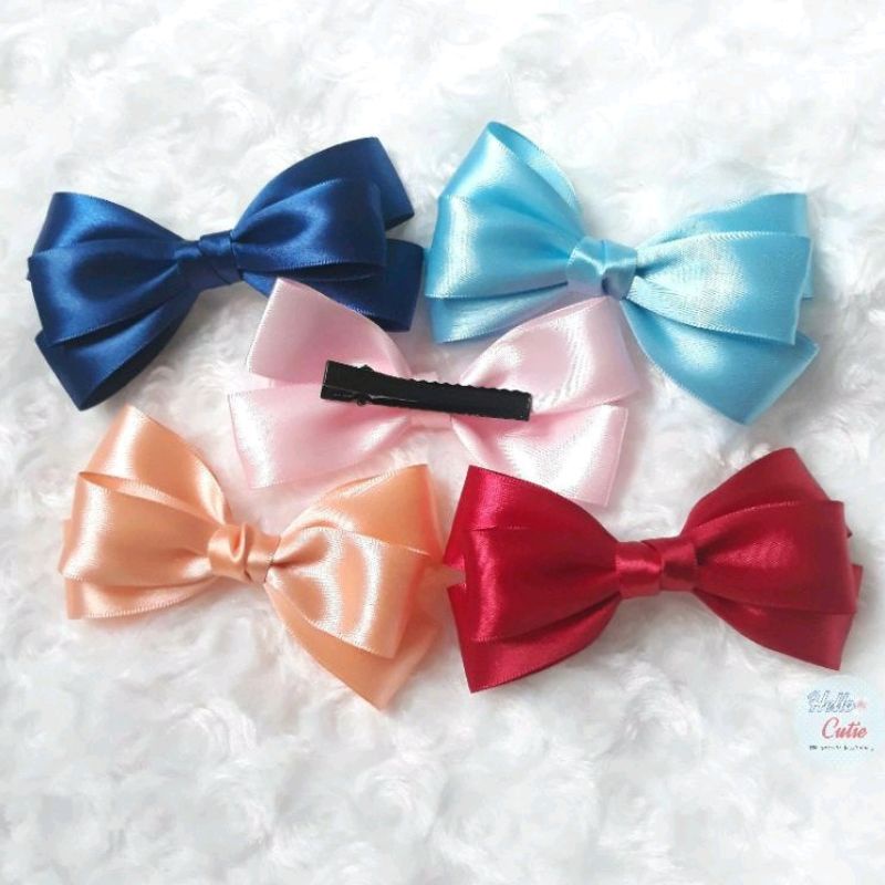 โบว์กิ๊บติดผม โบว์ริ้บบิ้นซาติน ขนาด10cm. มี 14สี - รูปที่ 5