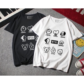 เสื้อยืด BTS BT21 Oversized Unisex Tshirt | Army Tiktok Shirts | Korean Graphic Teesเสื้อยืด