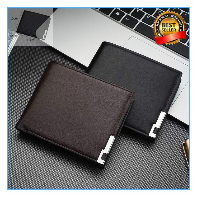 กระเป๋าสตางค์ ผู้ชาย กระเป๋าเงิน กระเป๋าตัง บาง ทรงสั้น Wallet Mens Luxury Leather Credit/