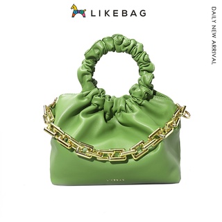 Likebag กระเป๋าถือ กระเป๋าหนัง สีพื้น สําหรับผู้หญิง