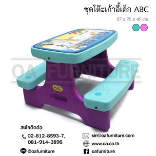 ✨ส่งด่วน | ถูก | ของแท้✨ชุดโต๊ะเก้าอี้ม้านั่งพลาสติก สำหรับเด็ก ลาย ABC