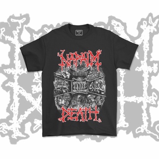 ถูกสุดๆเสื้อเชิ้ต Napalm Death Band สีดํา สําหรับผู้ชาย และผู้หญิง V4รหัสเต็ม