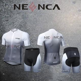 NEENCA [สินค้ามาใหม่] 2020 White Grey Gradient Cycling Jersey Short Sleeve Bicycle Mountain Bike Cycling Jersey