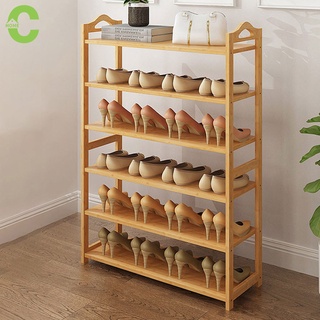 HOMEC ชั้นไม้วางรองเท้า ชั้นวางแบบมินิมอล ทำจากไม้ไผ่ มีหลายชั้น กันฝุ่น shoe rack