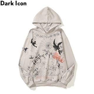 เสื้อกันหนาวผ้าฝ้ายชาย Hoodies พิมพ์ลาย Dark Icon Graffiti