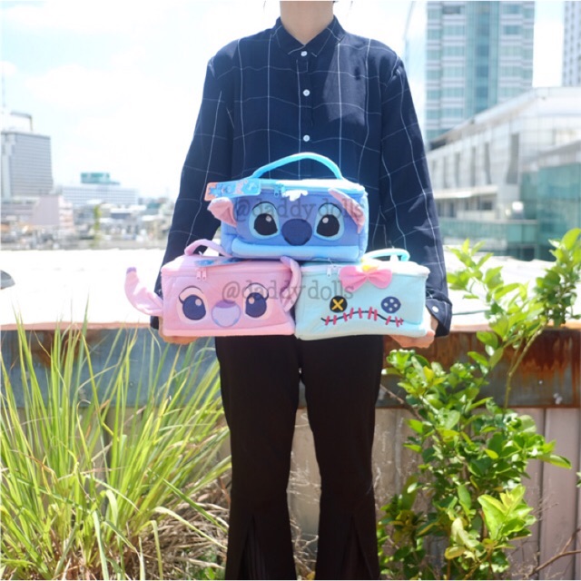กระเป๋าเครื่องสำอางค์ Stitch สติช & Angel แองเจิ้ล & Scrump สกั๊ม STD 5x9นิ้ว