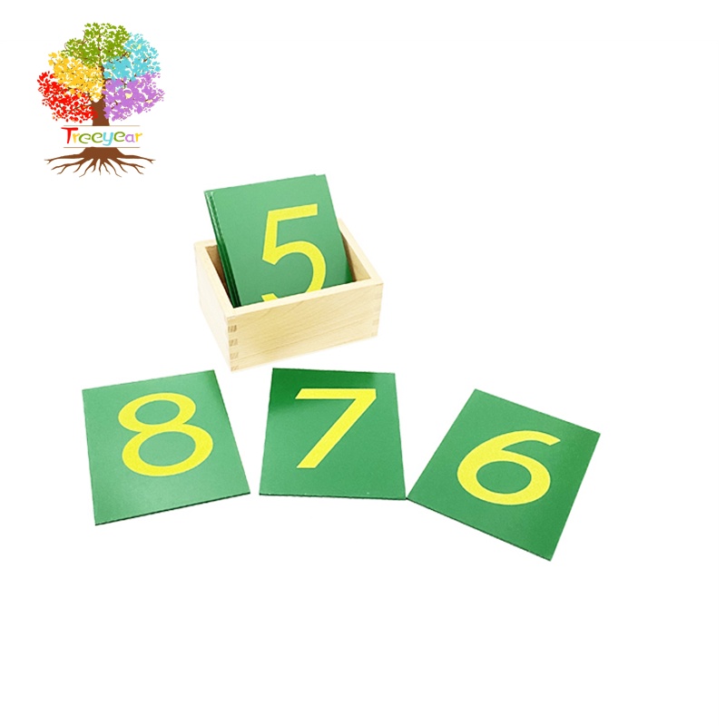 Treeyear Material Montessori กระดาษทรายตัวเลขพร ้ อมกล ่ องของเล ่ นการเรียนรู ้ เพื ่ อการศึกษาสําหรับเด ็ กวัยหัดเดิน