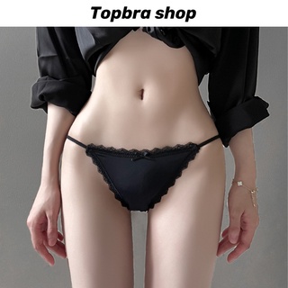 Topbra_shop สินค้าพร้อมส่งจากไทยกางเกงชั้นในผ้าลื่น เซ็กซี่ ขอบลูกไม้ เอวสาย เซ็กซี่ น่ารัก สำหรับผู้หญิง CDA61