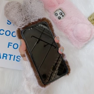 เคสไอโฟน กันฝุ่นกันกระแทก หูยาว หางกระต่าย 3D น่ารัก Apple 11 12Pro เคสมือถือ TPU นุ่มนิ่ม iPhone XR 13ProMax ตุ๊กตา 7 8plus
