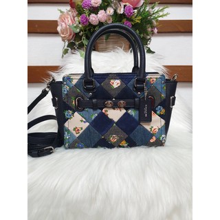 F57898 Coach Mini blake carryall in denim patchwork silver/midnight multi  ขนาด 10" x 6.75" x 4"