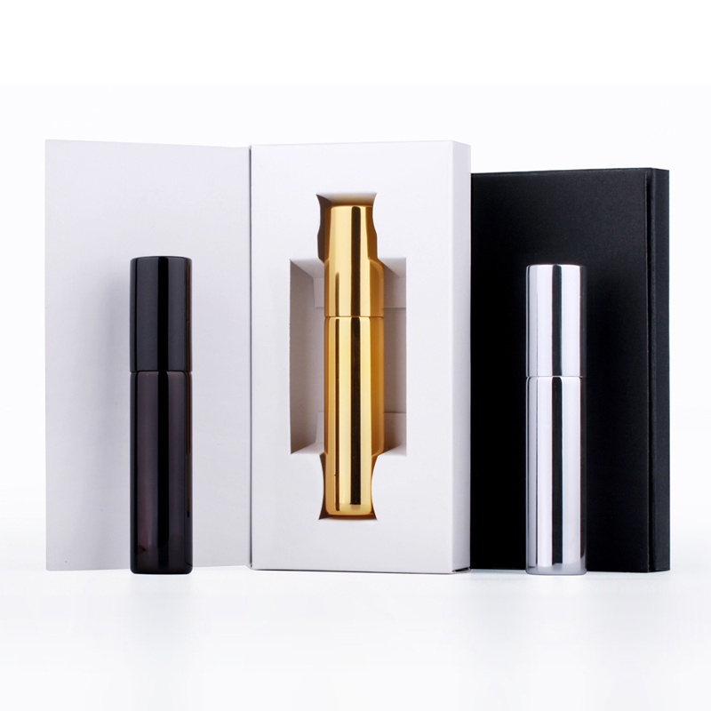 10ชิ้น / มาก 10มล ขวดสเปรย์ ซ้ําเติมน้ําหอมแก้วยูวีขวดปล่อยและกล่องชุดขวดสเปรย์แบบพกพา