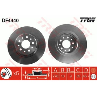 จานเบรกหลัง TRW : ALFA 156 2.0 (5 รู) 2002- ***ราคาต่อใบ