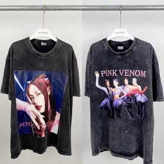 เสื้อฟอกวินเทจ สกรีน pink venom