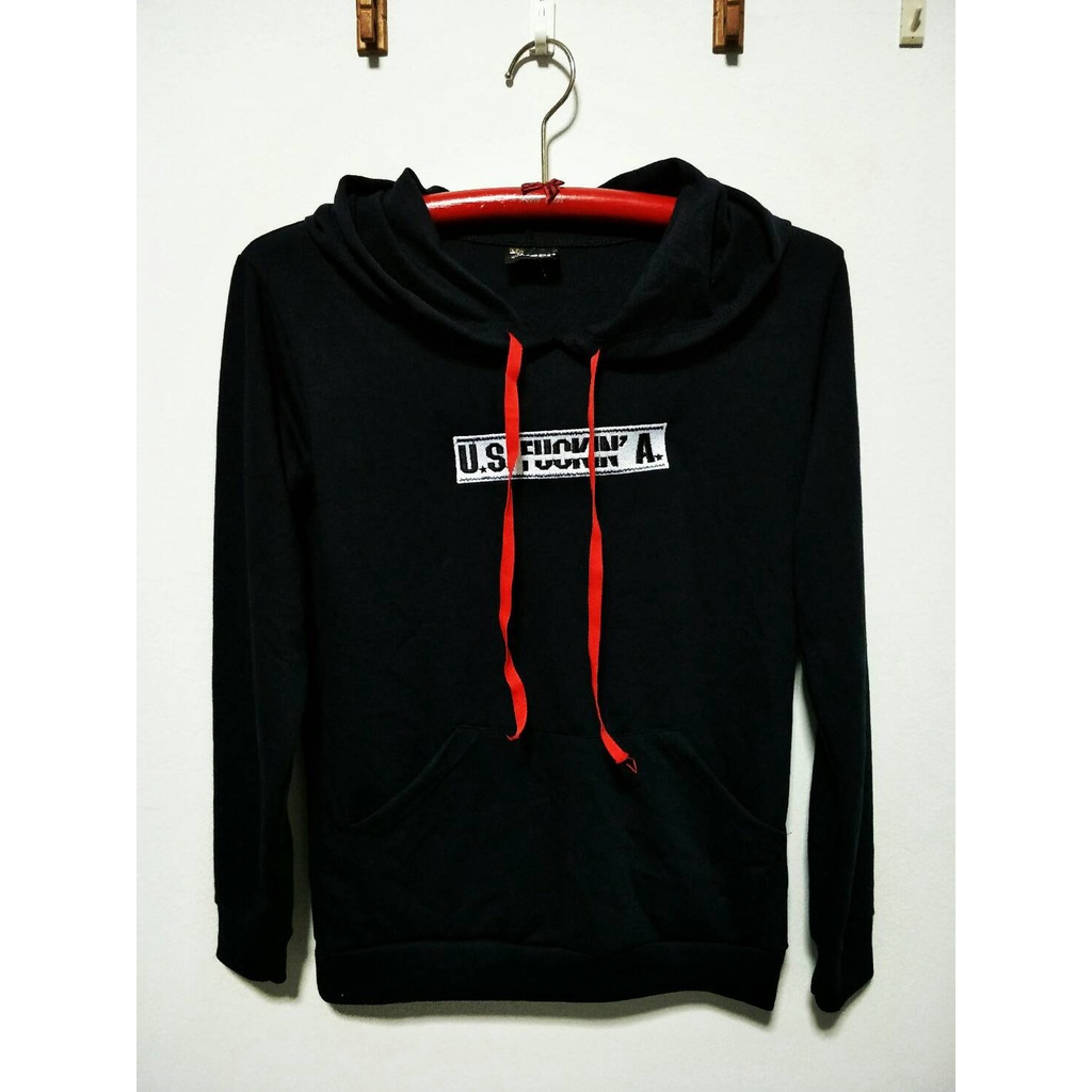 🛒เสื้อแขนยาวผู้ใหญ่ ปัก US FUCKIN' A ที่หน้าอก ที่หมวก มีกระเป๋า งานผ้าคอตตอน 100% ผ้าดีมาก