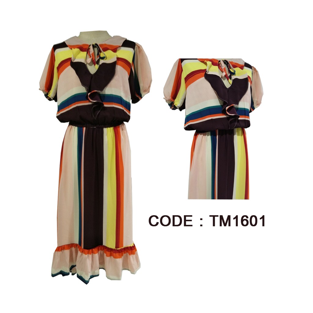 VILA.OFFICIAL - ส่งฟรีเคอรี่ เดรสเอวสม็อก คอโบว์ Code: TM1601