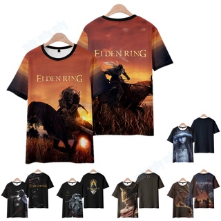 เสื้อยืดแขนสั้นลําลอง คอกลม พิมพ์ลาย Elden Ring 3 มิติ แฟชั่นฤดูร้อน สําหรับผู้ชาย และผู้หญิง