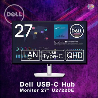 Dell USB-C Hub Monitor 27" U2722DE 100%sRGB, USB-C/LAN Port (RJ45)/Frameless/QHD/IPS Matte DP,HDMI, Height Adjustment