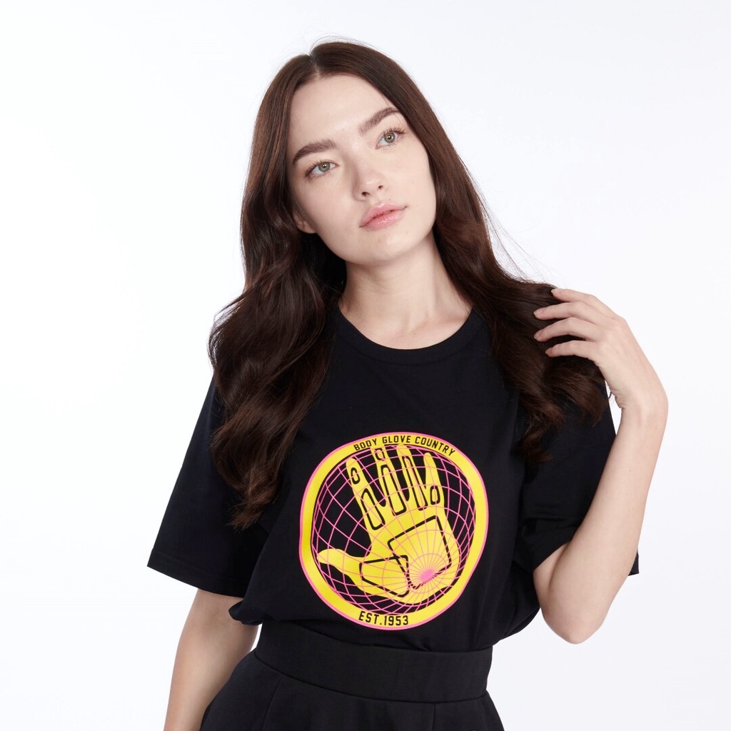 แห่ง ❏BODY GLOVE Unisex Graphic Tee Cotton T-Shirt เสื้อยืด สีดำ-01
