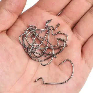 50 ชิ้น / ชุด Manivela Gancho De A O Carbono Para Isca Macia Verme ของเล่นสําหรับเด็ก / ผู้ใหญ่
