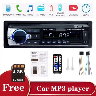 เครื่องเล่นเพลง MP3 วิทยุ 12-24V 1 Din บลูทูธ USB AUX SD FM พร้อมการ์ด TF 4GB สําหรับรถยนต์