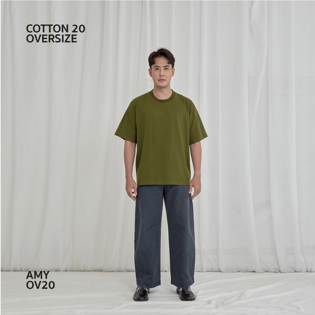 OV20 Amy เสื้อยืดสีเขียวทหาร Cotton20 Oversize #1
