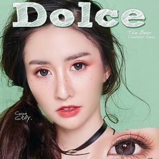 คอนแทคเลนส์ รุ่น Dolce ยี่ห้อ Pretty doll ตาโตตัดขอบ มีสีเทา ตาล สายตาปกติ