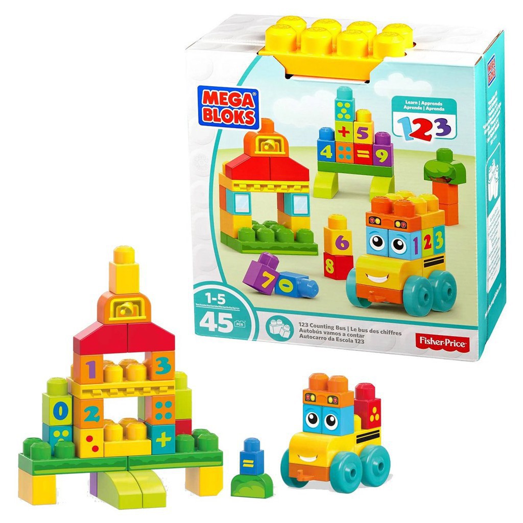 Mega Bloks เมกะ บล๊อค Big Builders 123 Bus ชุดตัวต่อ บล๊อกตัวต่อ 45 ชิ้น เสริมพัฒนาการ ของเล่น ของเล่นเด็ก FBM80