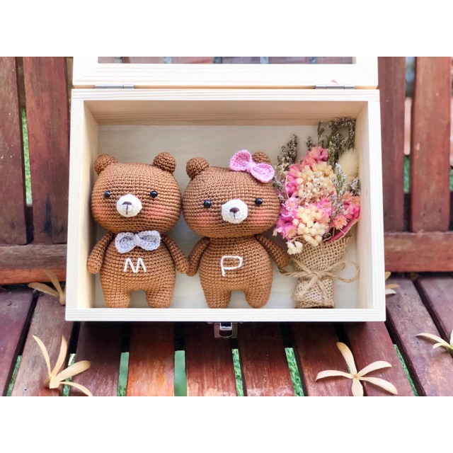ตุ๊กตาหมี พร้อมส่ง ตุ๊กตาถัก ของขวัญแต่งงาน วาเลนไทน์ ของขวัญ