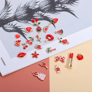 10 ชิ้นจี้สร้อยคอสร้อยข้อมือต่างหูจี้สีแดงน่ารักเครื่องประดับ DIY และเครื่องประดับแฟชั่น