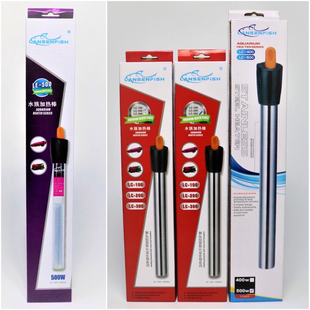 ส่งไว ฮีตเตอร์แก้ว LANSENFISH Aquarium Glass / Stainless Heater LE-500 W LC-200 LC-300 LC-500 วัตต์ 