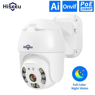 Hiseeu กล้องวงจรปิดไร้สาย 2MP HD IP WIFI POE มองเห็นกลางคืน 1080P PTZ IP หลากสี สําหรับกลางแจ้ง