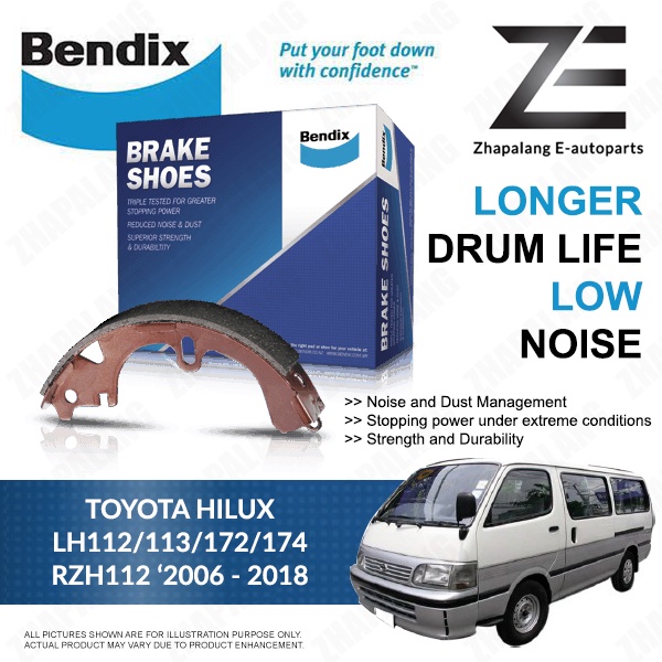 รองเท้าเบรก BENDIX DS2330 Toyota Hiace LH112 LH113 LH172 LH174 RZH112 2006 - 2018 ด้านหลัง