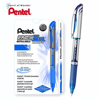 Pentel ปากกาหมึกเจล เพนเทล Energel Deluxe CAP BL57 0.7mm (12 ด้าม) - หมึกสีน้ำเงิน