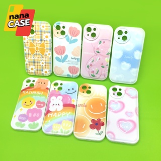 เคส i14 i14+ i14 Pro i14 Pro Maxเคสมือถือนิ่มผิวเงา ซิลิโคน TPU พิมพ์ลายการ์ตูน กันกล้องวงกลมสีหวานพาสเทล