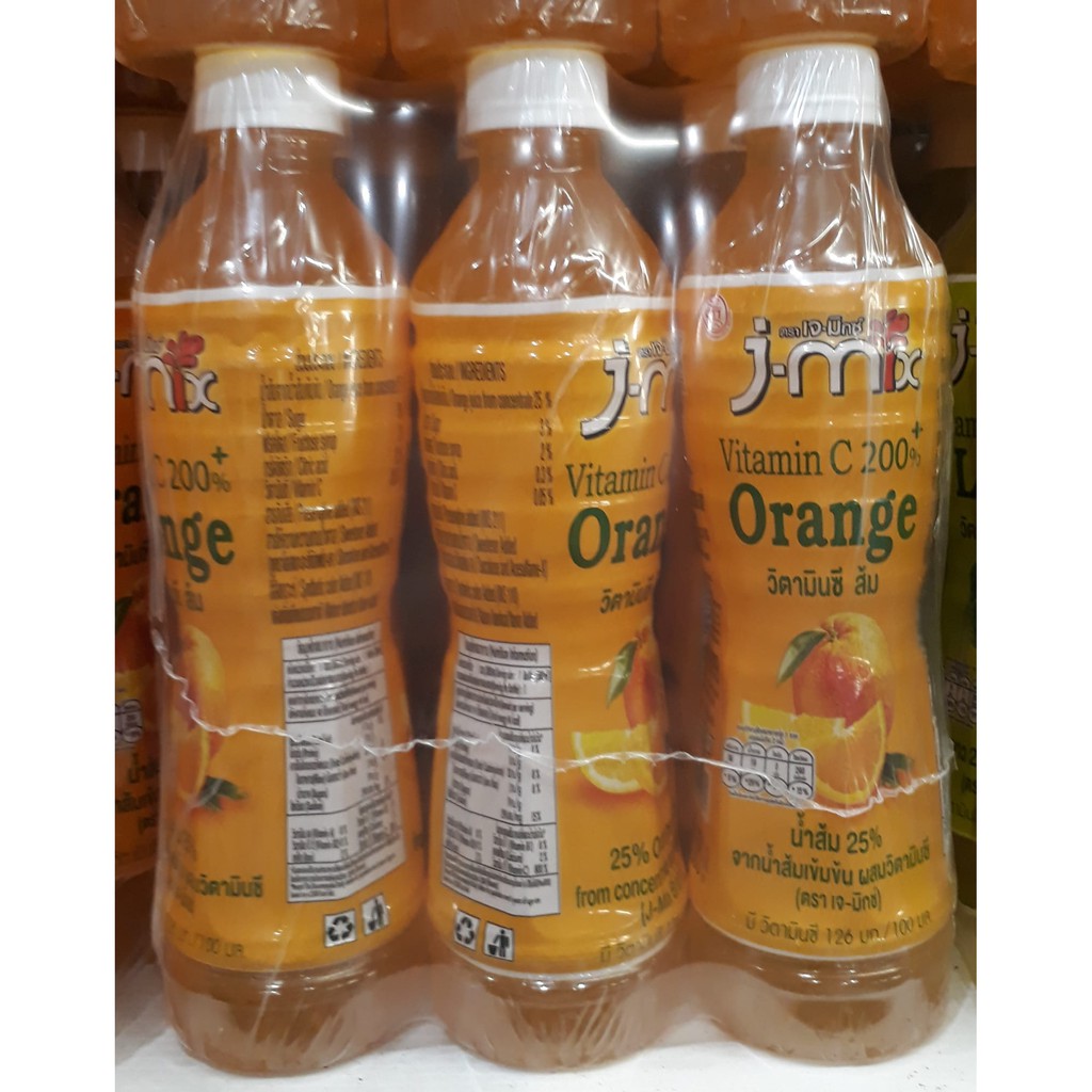 ส่งฟรี  J-MIX VITAMIN C 200+ ORANGE JUICE เจ-มิกซ์ วิตามินซี 200พลัส รสส้ม ขนาด 380ml ยกแพ็ค 6ขวด เจมิกซ์ น้ำส้ม     ฟรีปลายทาง