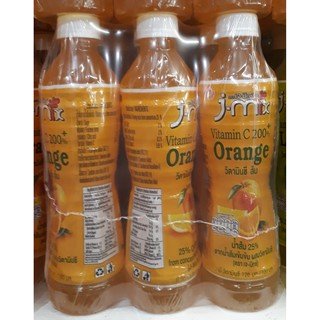 J-MIX VITAMIN C 200+ ORANGE JUICE เจ-มิกซ์ วิตามินซี 200พลัส รสส้ม ขนาด 380ml ยกแพ็ค 6ขวด เจมิกซ์ น้ำส้ม