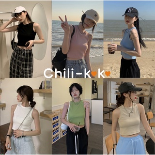 Chili_k❤️k❤️​🌟​พร้อมส่ง​🌟​เสื้อกล้ามไหมพรม ผ้านิ่มสีพาสเทลใส่สบายมากน่ารัก (13509)