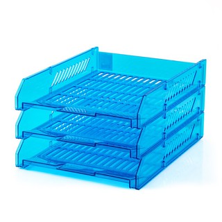 ถาดเอกสารพลาสติก สีฟ้าใส ออร์ก้า L-3/Clear Blue Plastic Document Tray ORCA L-3