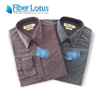 เสื้อเชิ้ตFiberLotus แขนยาว ทรงslimfit สีม่วงเปลือกมังคุดทอขึ้นลาย เนื้อผ้า Cotton เกรดพรีเมี่ยม  หรูหรา เนื้อนิ่ม