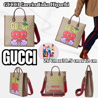 กุชชี่  GUCCI  กระเป๋าโท้ตขนาดกลางพิมพ์ลายเชอร์รี่/กระเป๋าผู้ชาย/กระเป๋าสะพายข้าง/กระเป๋าสะพายไหล่/กระเป๋าโท้ต/รูปแบบล่า