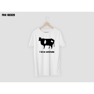 เสื้อยืด "I love animals" ลายวัว Cow