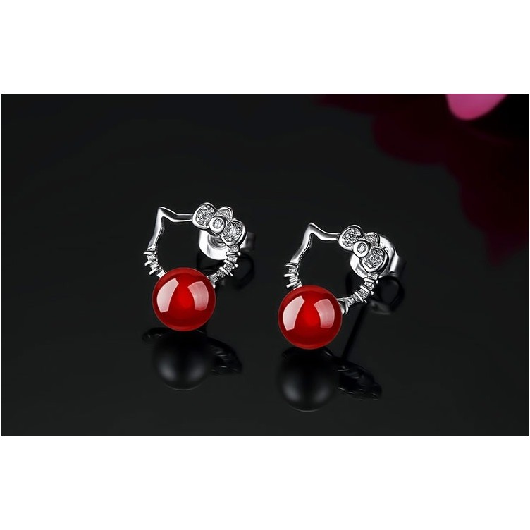 ต่างหูหินแดง Hello kitty M26