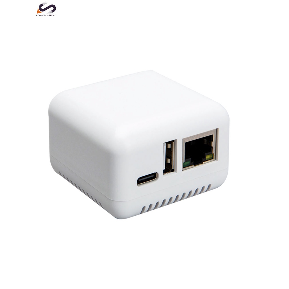 Loyalty-secu Mini Rj45 เซิร์ฟเวอร์เครือข่าย 1 พอร์ต สําหรับเครื่องพิมพ์ USB สีขาว ไม่มี WiFi