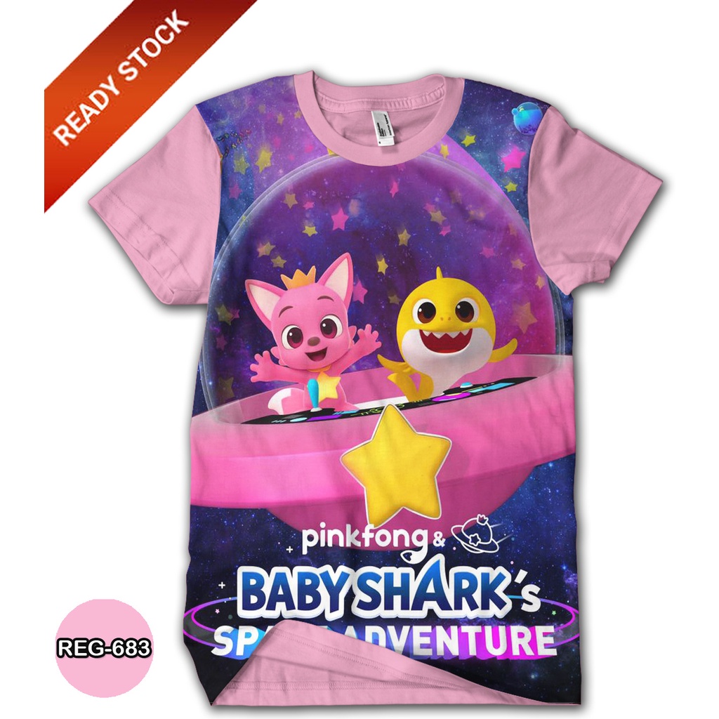 เสื้อยืดเด็ก Pinkfong Baby Shark Space Adventure 3D