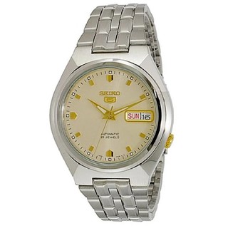 SEIKO 5 Automatic Mens Watch สีเงิน/สีครีม สายสแตนเลส รุ่น SNKL69K1