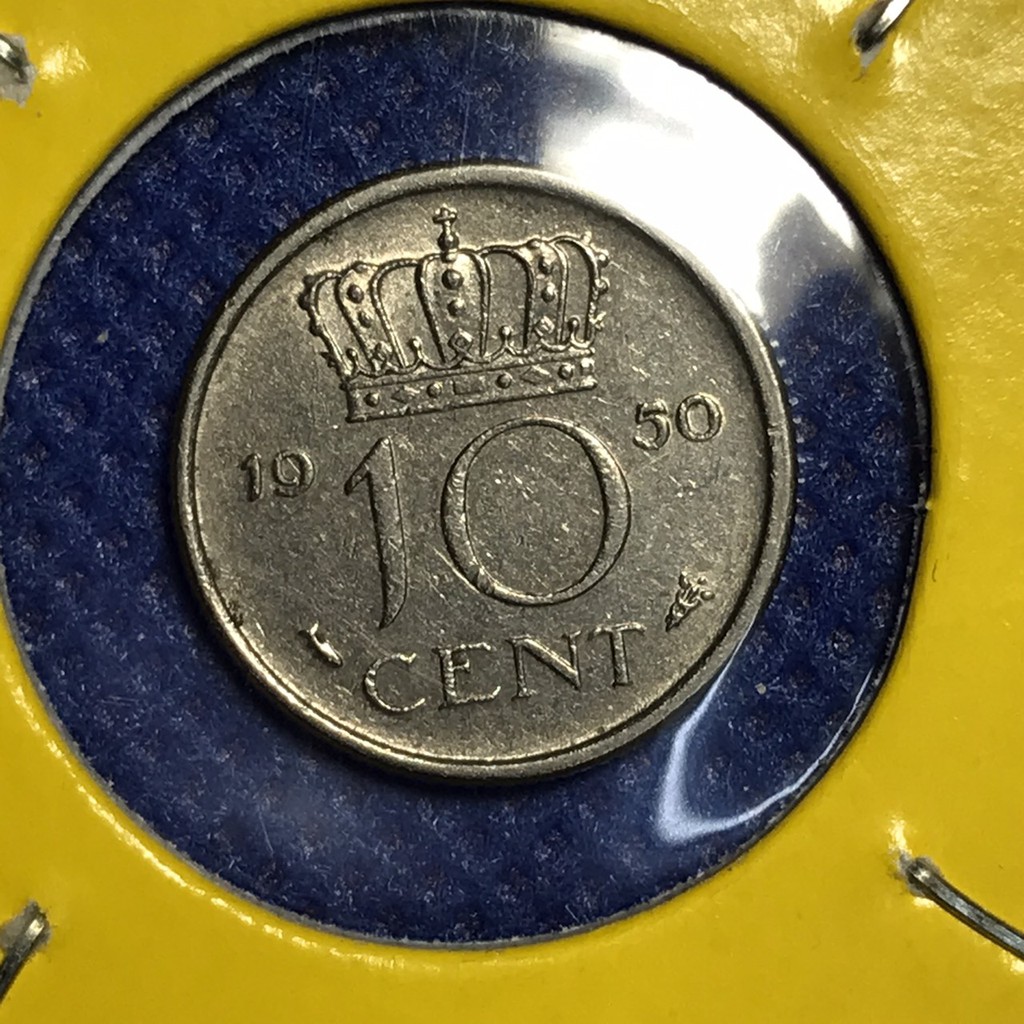 เหรียญรหัส14333 เหรียญเก่า 1950 Netherlands 10Cents ของแท้ เหรียญสะสม เหรียญต่างประเทศ หายาก