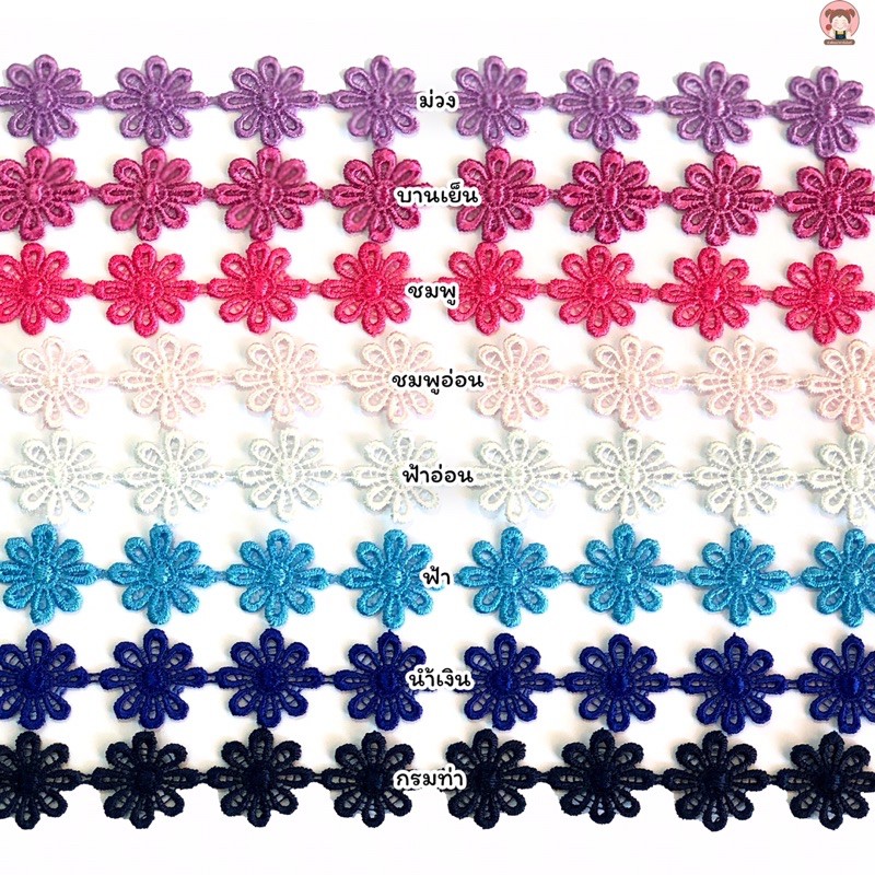 [038] ลูกไม้ ลูกไม้ตกแต่ง ลูกไม้ระบาย หน้ากว้าง 23 มิล ราคา 29 บาท/หลา สวยงาม คุณภาพดี 💗