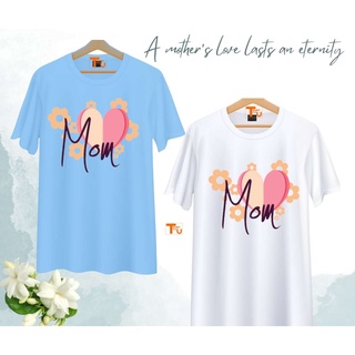 เสื้อวันแม่ สีฟ้า ลาย Mom เนื้อผ้านุ่มใส่สบาย ไม่ยับง่าย ไม่ต้องรีด