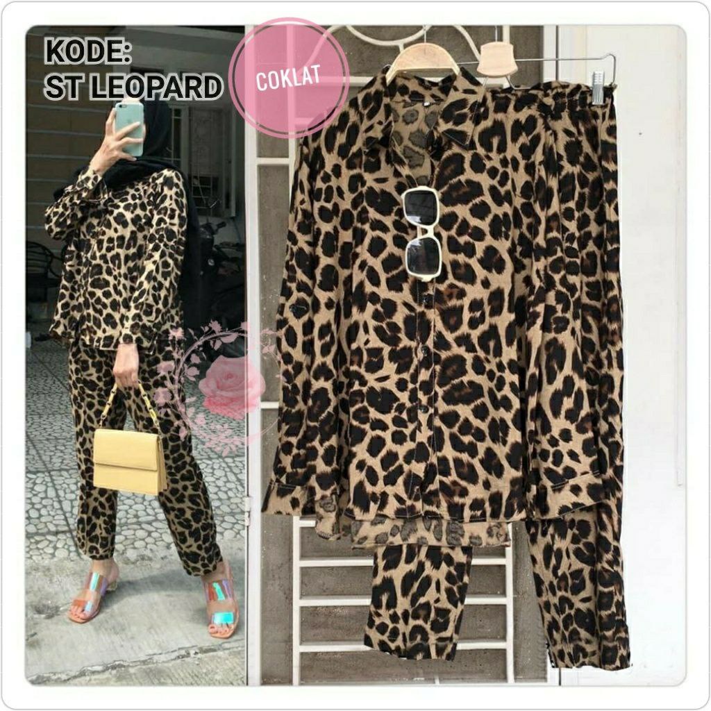Leo SET 5XL 4XL 3XL 2XL XL/5 ขนาดเสือดาว MOTIF/ล่าสุดเสื้อผ้าแฟชั่นผู้หญิง/เสื้อผ้าปาร์ตี้ชุด