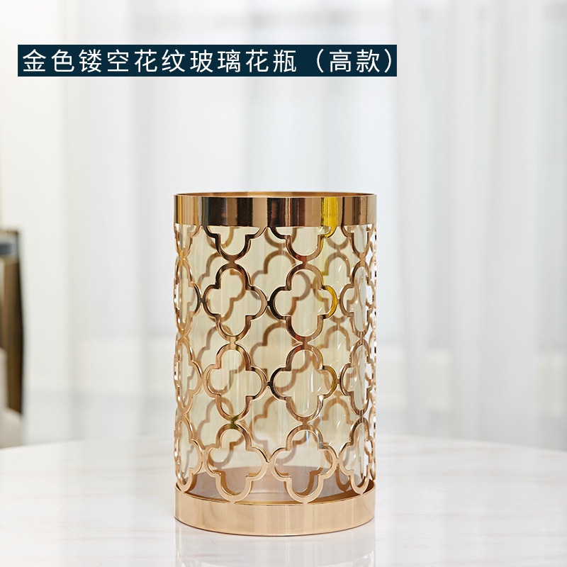 แจกันแก้วโลหะ สไตล์ยุโรป สร้างสรรค์ และหรูหรา สําหรับตกแต่งบ้าน - รูปที่ 5